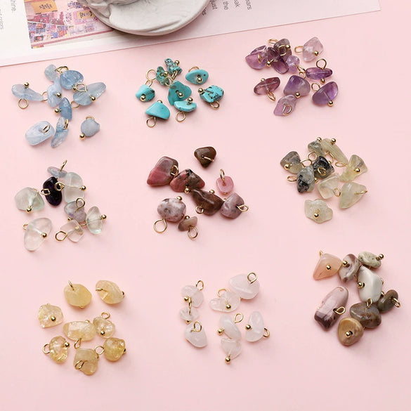 Natural Stone Mini Gravel Jade Pendant Loose Beads Handmade Diy Jewelry Accessories Creative Necklace Beaded Pendant