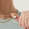 Natural Stone Necklace Green Aventurine Copper Geometric Style Doublelayered Figaro Chain 24K Real Gold