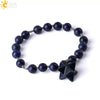 Natural Stone Pink Tiger Eye And Obsidian Merkaba Star Beaded Bracelet Polished Minimalist Women's Bracelet