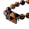 Natural Stone Pink Tiger Eye And Obsidian Merkaba Star Beaded Bracelet Polished Minimalist Women's Bracelet