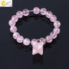 Natural Stone Pink Tiger Eye And Obsidian Merkaba Star Beaded Bracelet Polished Minimalist Women's Bracelet