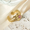 Natural Stone Ring Stainless Steel Geometric Electroplating Unisex Fashion