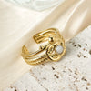 Natural Stone Ring Stainless Steel Geometric Electroplating Unisex Fashion