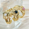 Natural Stone Ring Stainless Steel Geometric Electroplating Unisex Fashion