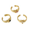 Natural Stone Ring Stainless Steel Geometric Electroplating Unisex Fashion