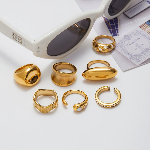 Natural Stone Ring Titanium Steel Non Fading Ring