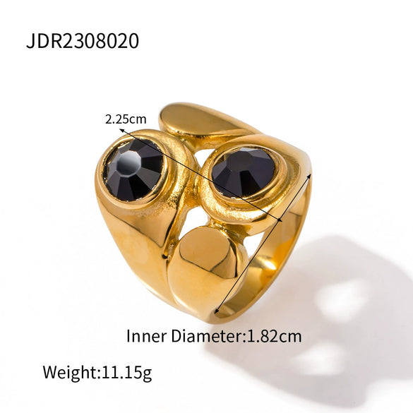 Natural Stone Ring Titanium Steel Non Fading Ring
