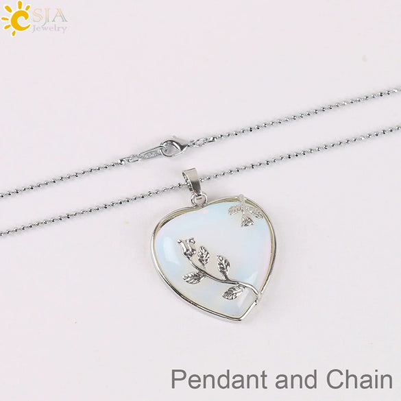 Natural Stone Rose Heart Pendant Necklace With Ball Chain Minimalist Electroplated Copper Accessories