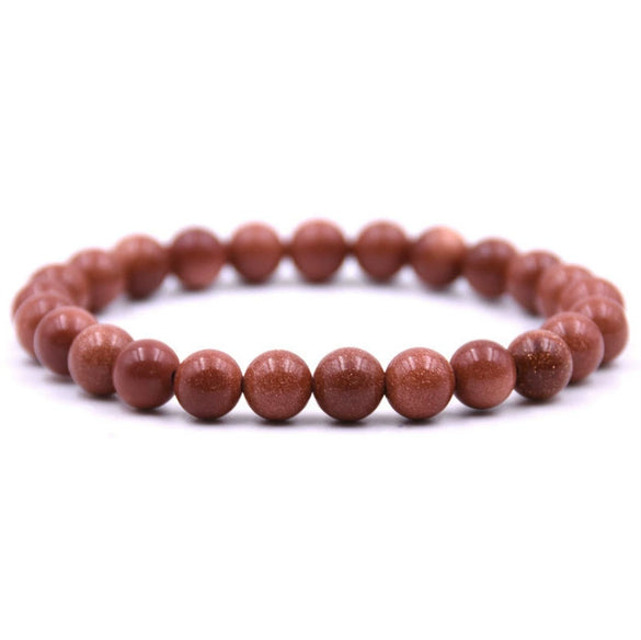 Natural Stone Round Bead Single Ring Bracelet