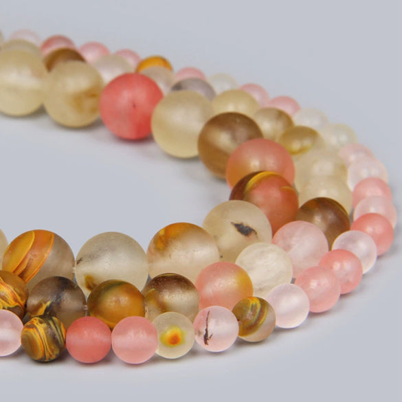 Natural Stone Round Beads Electroplated Jewelry Making Accessories For Handmade Bracelet And Necklace
