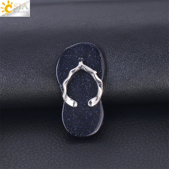 Natural Stone Slipper Pendant Necklace With Polished Copper Accessories Beach Style Necklace For Women And Couples