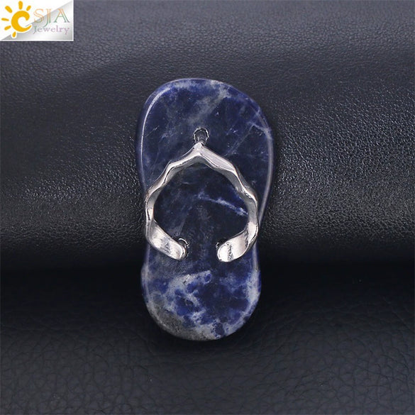 Natural Stone Slipper Pendant Necklace With Polished Copper Accessories Beach Style Necklace For Women And Couples
