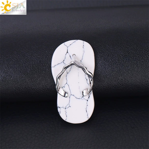 Natural Stone Slipper Pendant Necklace With Polished Copper Accessories Beach Style Necklace For Women And Couples