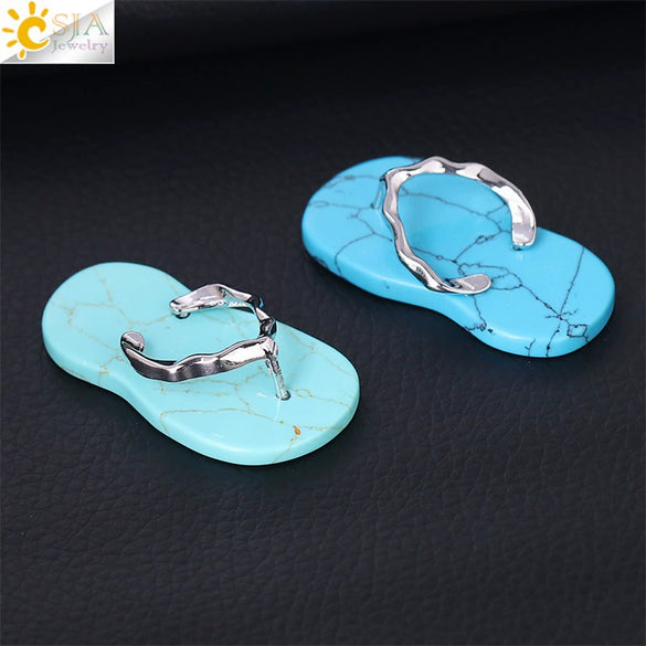 Natural Stone Slipper Pendant Necklace With Polished Copper Accessories Beach Style Necklace For Women And Couples