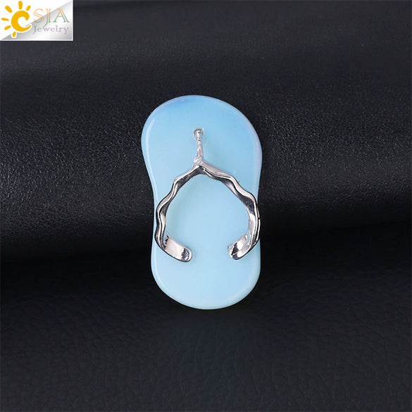 Natural Stone Slipper Pendant Necklace With Polished Copper Accessories Beach Style Necklace For Women And Couples
