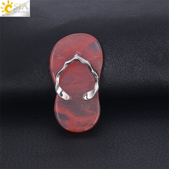 Natural Stone Slipper Pendant Necklace With Polished Copper Accessories Beach Style Necklace For Women And Couples