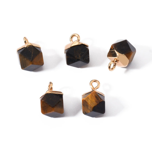Natural Stone Square Faceted Pendant Diy Jewelry Accessories Handmade With Electroplating For Necklace Earrings