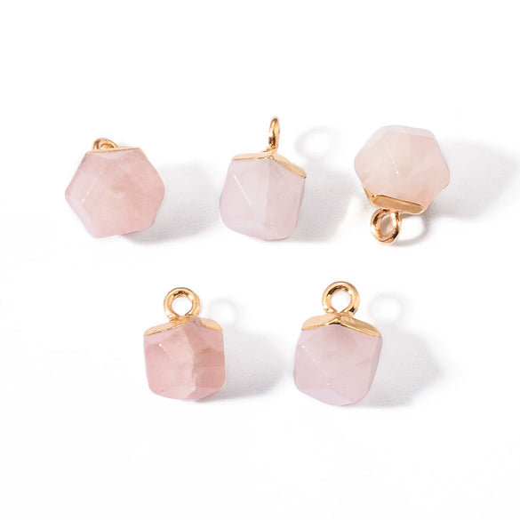 Natural Stone Square Faceted Pendant Diy Jewelry Accessories Handmade With Electroplating For Necklace Earrings