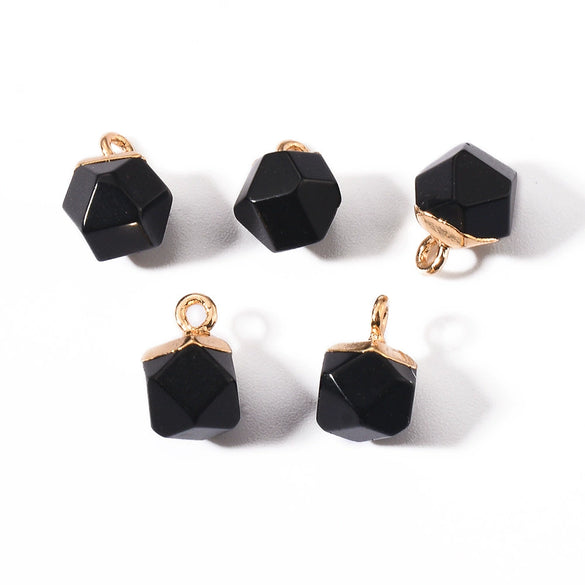Natural Stone Square Faceted Pendant Diy Jewelry Accessories Handmade With Electroplating For Necklace Earrings