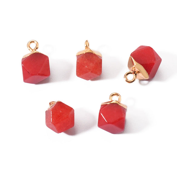 Natural Stone Square Faceted Pendant Diy Jewelry Accessories Handmade With Electroplating For Necklace Earrings