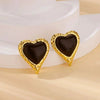 Natural Stone Stainless Steel Heartshaped Geometric Earrings With Electroplating For Women