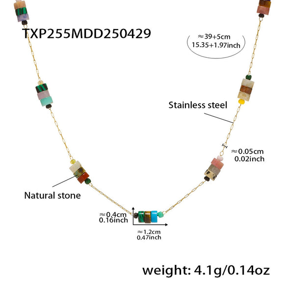 Natural Stone 316L Stainless Steel 18K Gold Plated Necklace And Bracelet Fashion Personality Jewelry