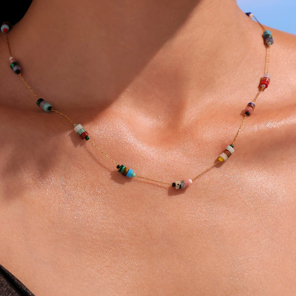 Natural Stone 316L Stainless Steel 18K Gold Plated Necklace And Bracelet Fashion Personality Jewelry