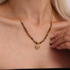 Natural Stone 316L Stainless Steel Love Collarbone Necklace And Bracelet With Gold Beads Electroplating For Women