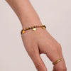 Natural Stone 316L Stainless Steel Love Collarbone Necklace And Bracelet With Gold Beads Electroplating For Women