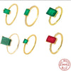 Natural Stone Sterling Silver Geometric Light Luxury Ring With Electroplating Treatment