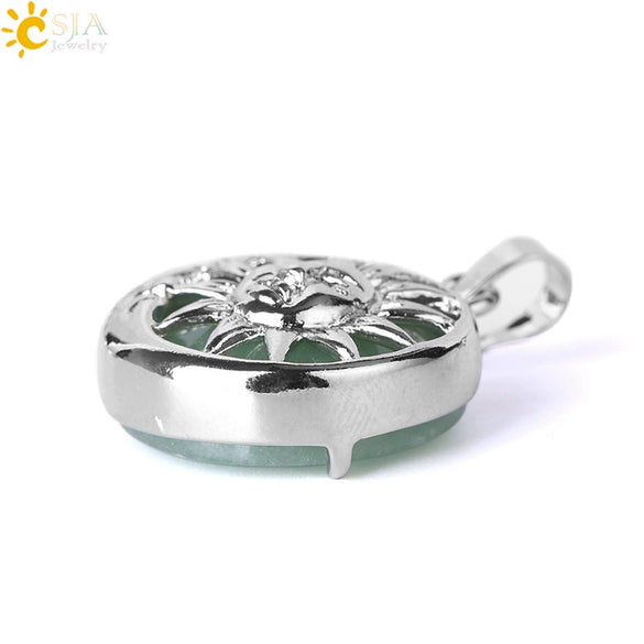 Natural Stone Sun And Moon Pendant Necklace With Alloy Accessories Electroplated Minimalist Crystal Jewelry