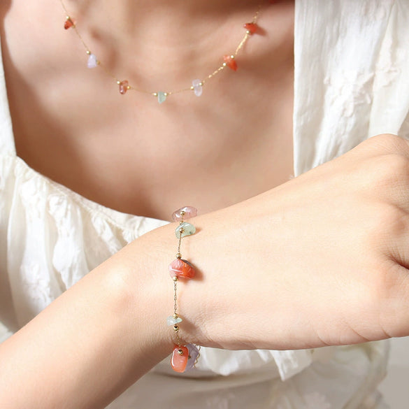 Natural Stone 316L Stainless Steel Gold Plated Pendant Necklace And Bracelet Fashion Jewelry Accessories