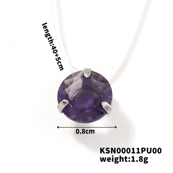 Natural Style Copper Necklace With Transparent Line And Zircon Inlaid Drop Pendant Delicate Clavicle Chain