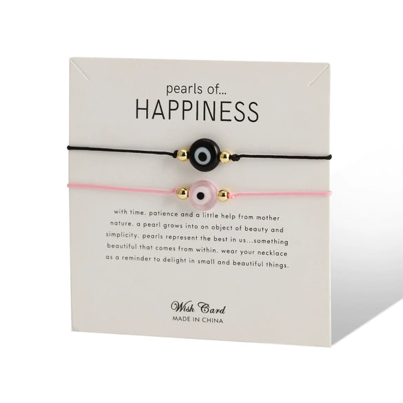 Natural Style Geometry Pattern Plastic Resin Shell Devil's Eye Red Rope Woven Card Couple Bracelet For Unisex