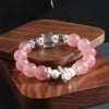 Natural Style Handmade Crystal And Freshwater Pearl Bracelet With Strawberry Crystal And Bow Design