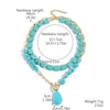 Natural Turquoise Beaded Jewelry Geometric Bohemian Style Double Layer Drop Pendant Necklace With Electroplating