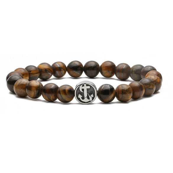 Natural White Pine Blue Pine Elastic String Beaded Handmade Agate Bracelet With Animal Zodiac Pattern For Men And Women