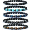Natural White Pine Blue Pine Elastic String Beaded Handmade Agate Bracelet With Animal Zodiac Pattern For Men And Women
