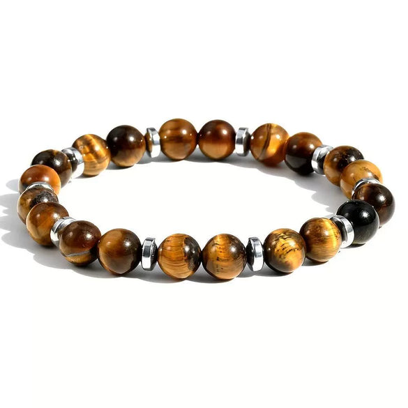 Natural White Pine Blue Pine Elastic String Beaded Handmade Agate Bracelet With Animal Zodiac Pattern For Men And Women