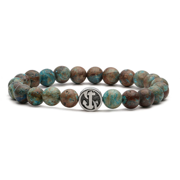 Natural White Pine Blue Pine Elastic String Beaded Handmade Agate Bracelet With Animal Zodiac Pattern For Men And Women