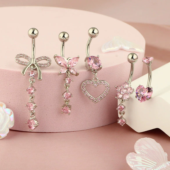 Navel Buckle Piercing Navel Nail Stainless Steel Copper With New Zircon Geometric Hip Hop Style Electroplated