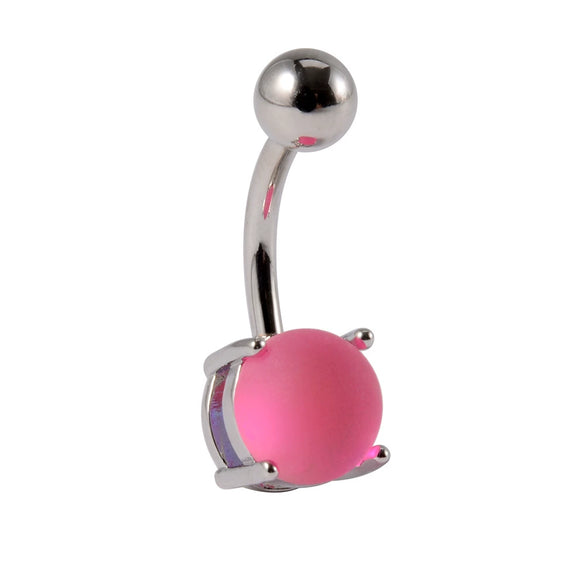 Navel Ornament Stainless Steel Geometric Polished Unisex Candycolored Outer Tooth Navel Ring Frosted Navel Button Piercing