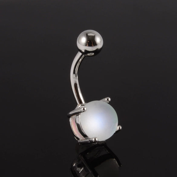 Navel Ornament Stainless Steel Geometric Polished Unisex Candycolored Outer Tooth Navel Ring Frosted Navel Button Piercing
