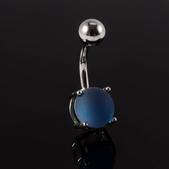 Navel Ornament Stainless Steel Geometric Polished Unisex Candycolored Outer Tooth Navel Ring Frosted Navel Button Piercing