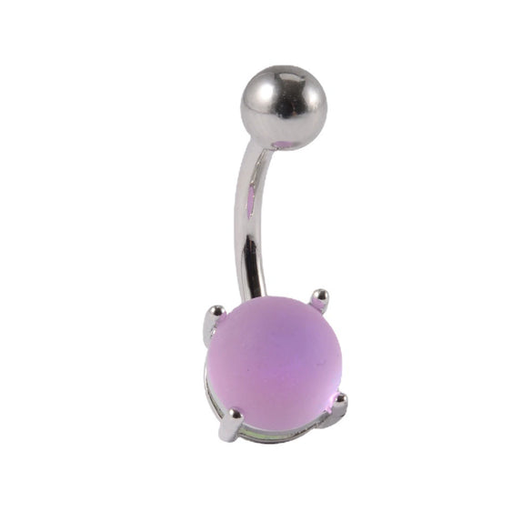 Navel Ornament Stainless Steel Geometric Polished Unisex Candycolored Outer Tooth Navel Ring Frosted Navel Button Piercing