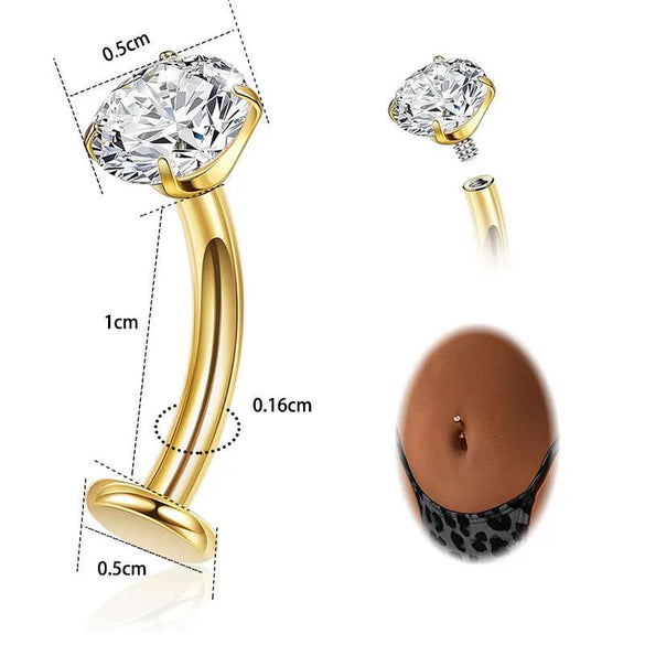 Navel Piercing Stainless Steel Geometric Style Electroplating Multidiamond Unisex