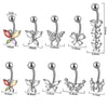 Navel Ring Copper Inlaid Zircon Stainless Steel Butterfly Style