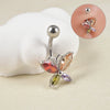 Navel Ring Copper Inlaid Zircon Stainless Steel Butterfly Style
