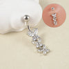 Navel Ring Copper Inlaid Zircon Stainless Steel Butterfly Style