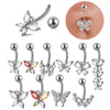 Navel Ring Copper Inlaid Zircon Stainless Steel Butterfly Style